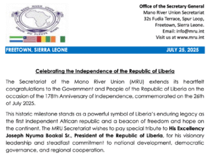 MRU Secretariat press statement for Liberia Independence